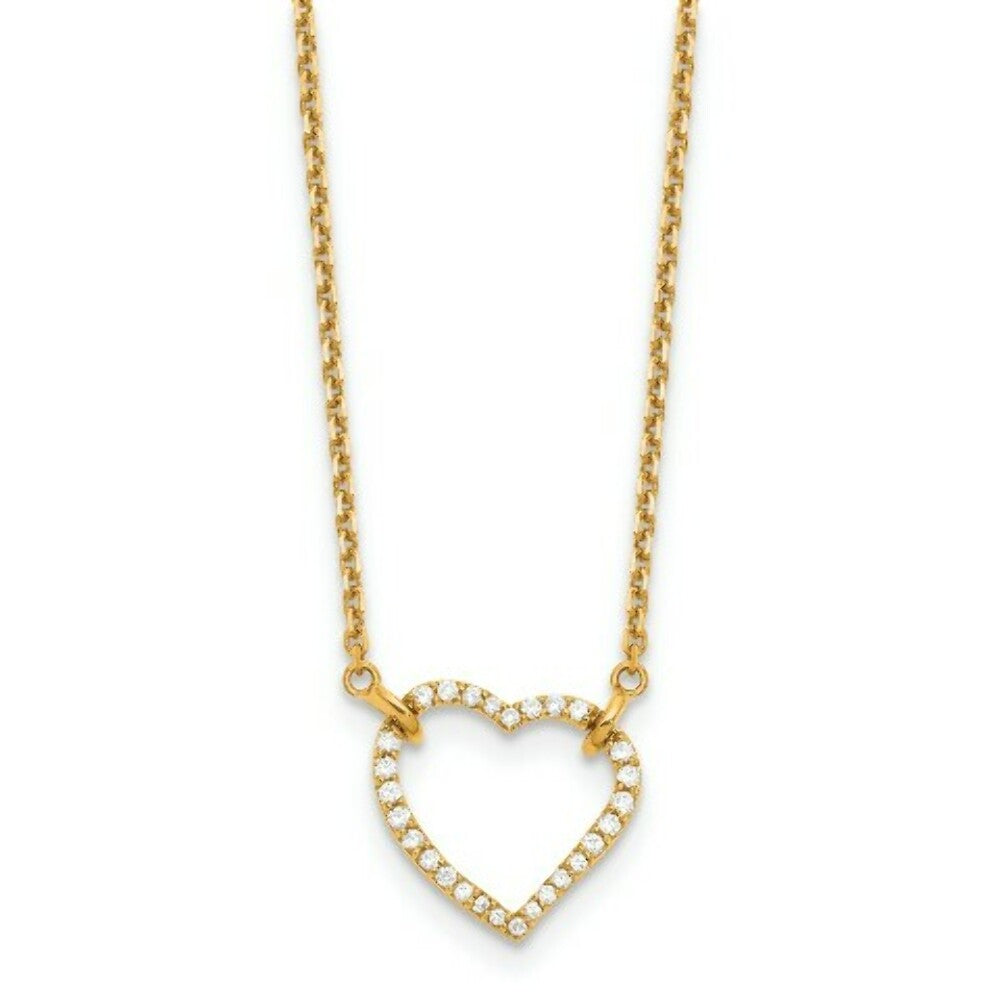 14K Yellow Gold Diamond Heart Pendant Necklace