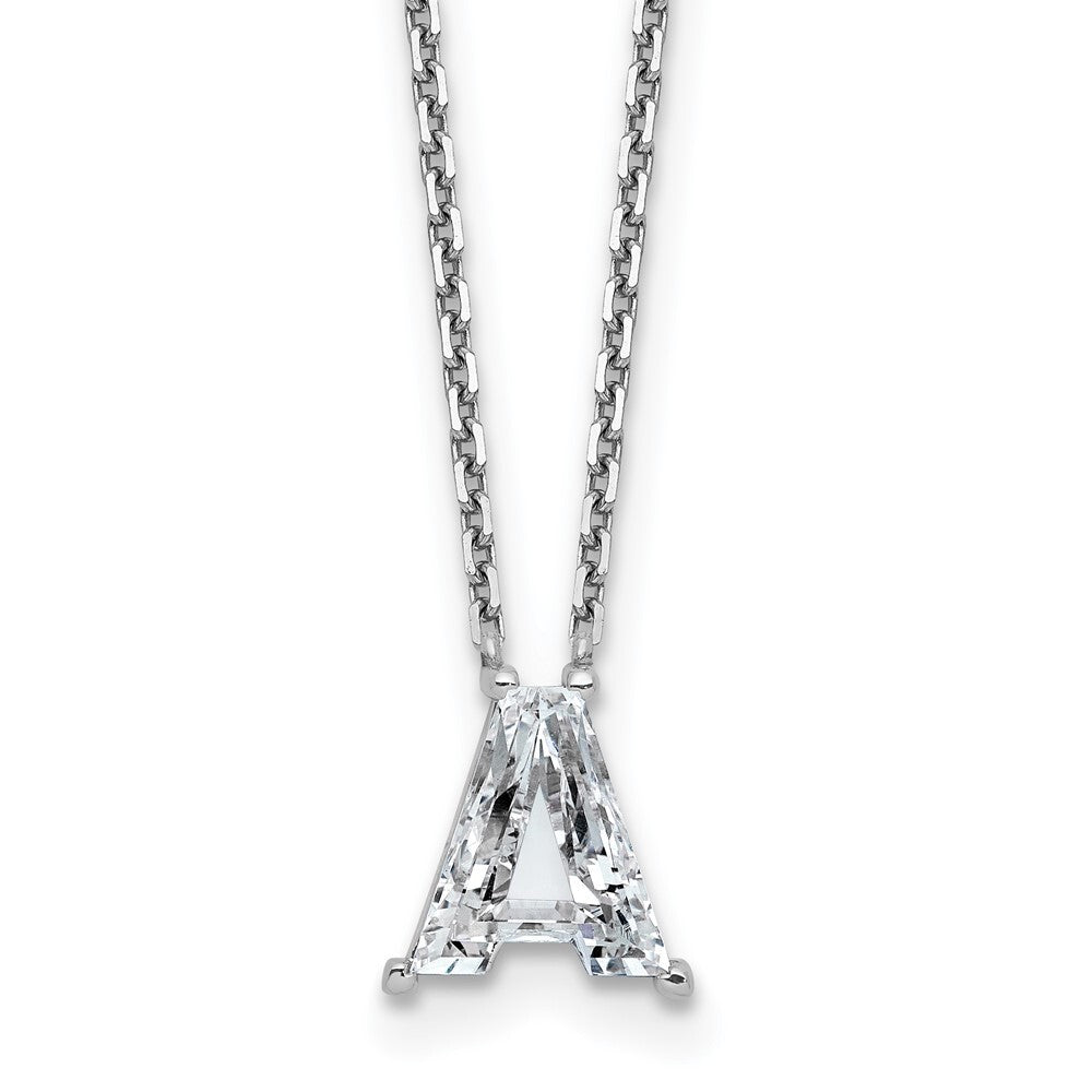 Lab Grown Diamond in A - Z Initial Letter with 14K Yellow/White Gold Necklace 18" inch Length - 1.25 to 3.75 Carat VS1/F Clarity Color