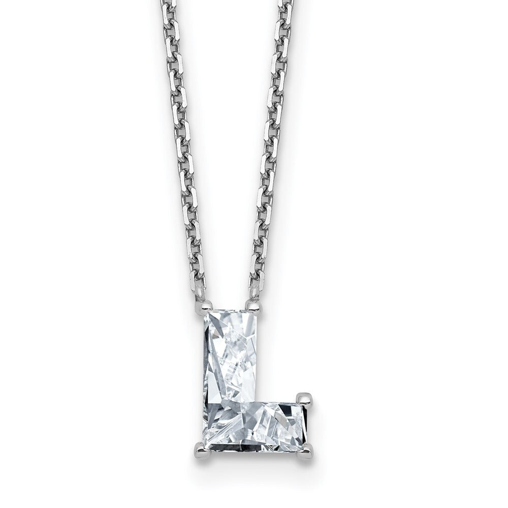 Lab Grown Diamond in A - Z Initial Letter with 14K Yellow/White Gold Necklace 18" inch Length - 1.25 to 3.75 Carat VS1/F Clarity Color