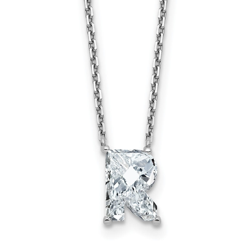 Lab Grown Diamond in A - Z Initial Letter with 14K Yellow/White Gold Necklace 18" inch Length - 1.25 to 3.75 Carat VS1/F Clarity Color
