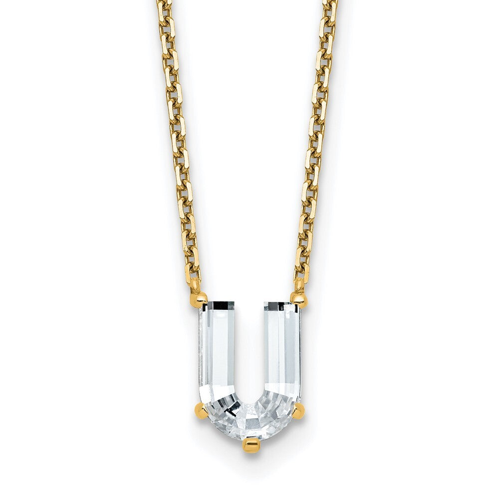 Lab Grown Diamond in A - Z Initial Letter with 14K Yellow/White Gold Necklace 18" inch Length - 1.25 to 3.75 Carat VS1/F Clarity Color