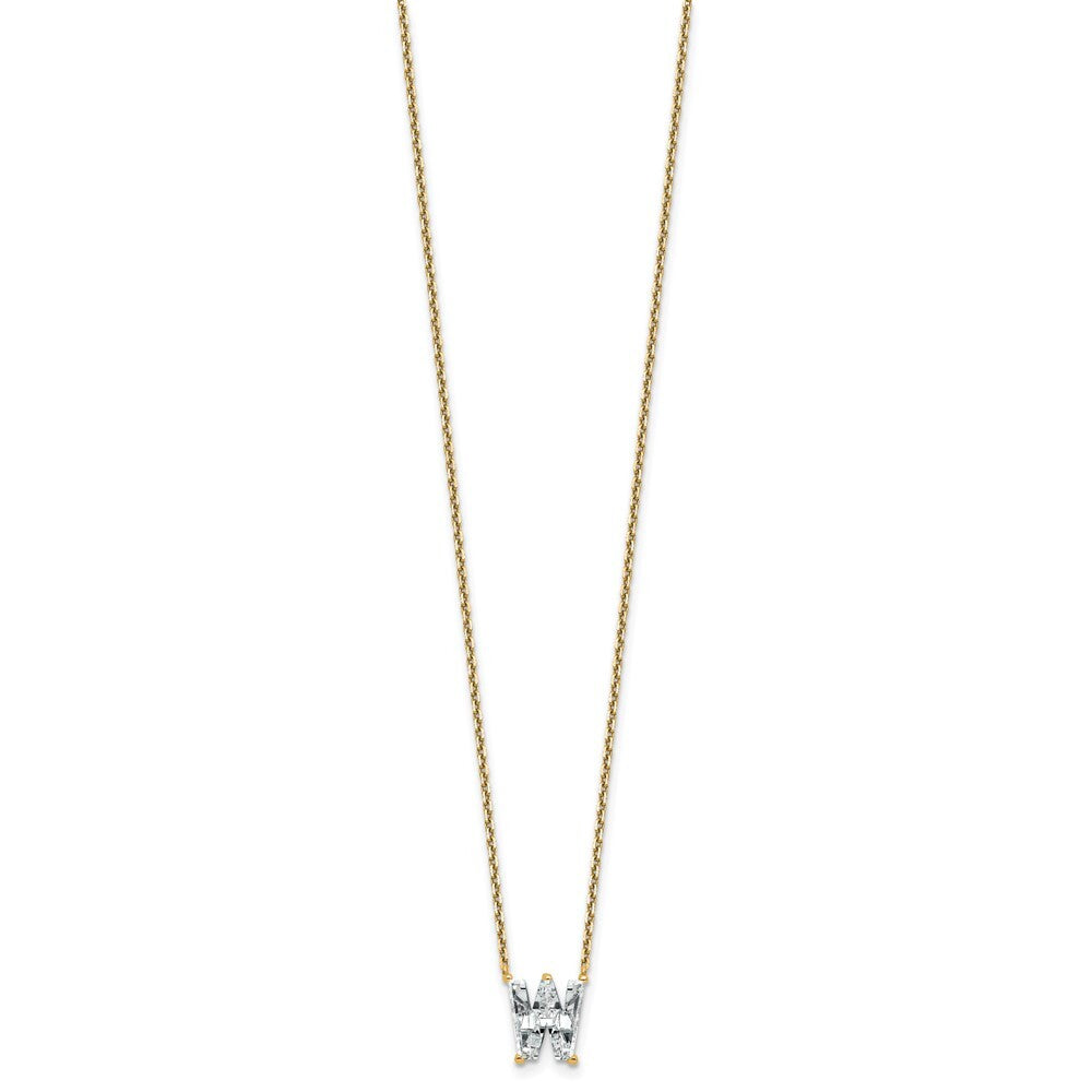 Lab Grown Diamond in A - Z Initial Letter with 14K Yellow/White Gold Necklace 18" inch Length - 1.25 to 3.75 Carat VS1/F Clarity Color