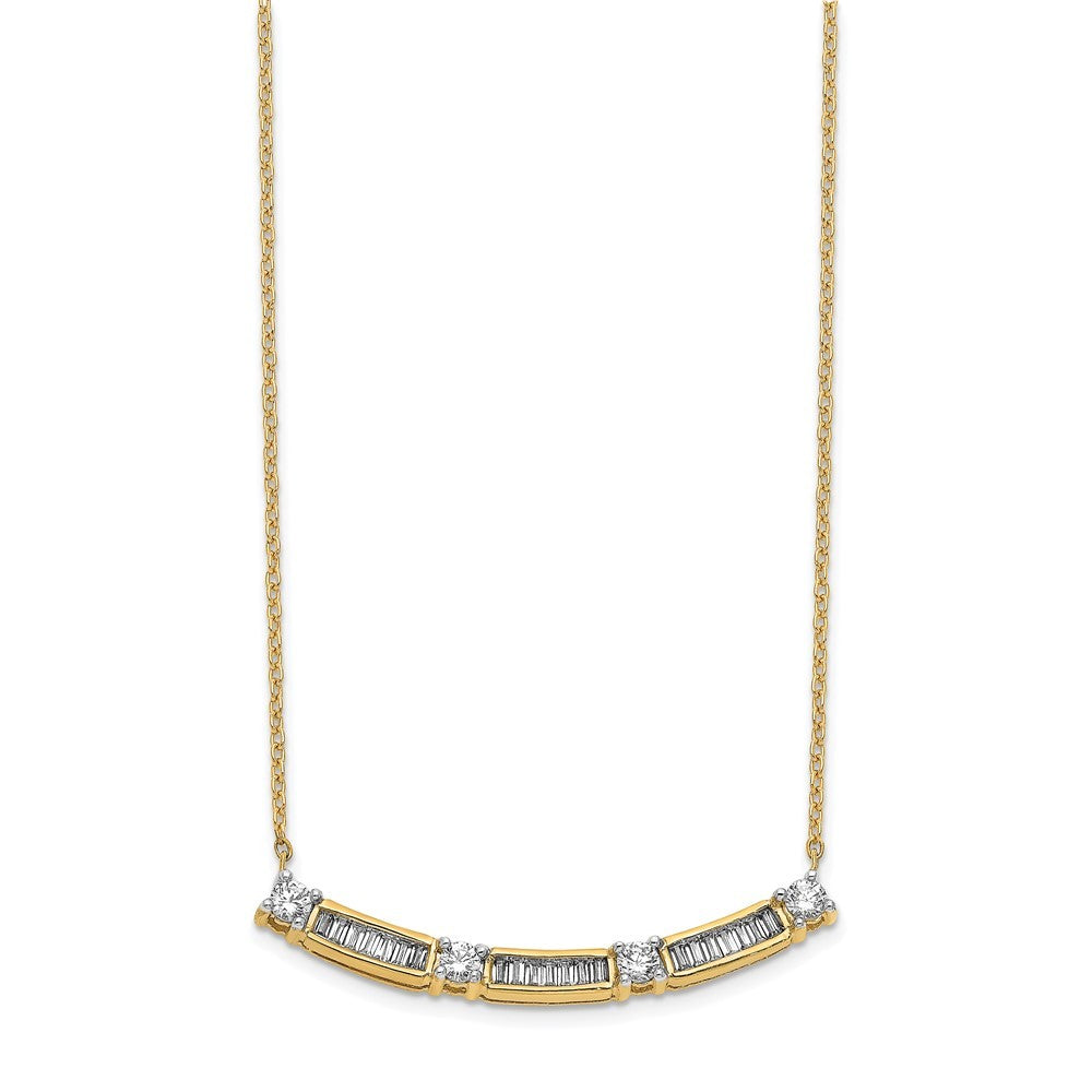 14K White Gold Diamond Curved Bar Necklace