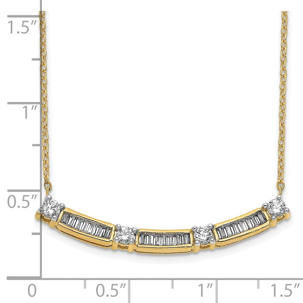 14K White Gold Diamond Curved Bar Necklace