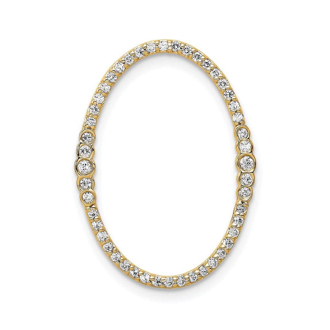 14K Yellow Gold 1/4-Carat Diamond Oval Chain Slide Pendant