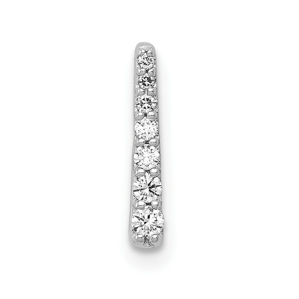 14K White Gold Diamond Fancy Graduated Stone Bar Chain Slide Pendant 1/10-Carat