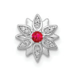 Load image into Gallery viewer, 14K White Gold Diamond and Ruby Flower Chain Slide Pendant 1/10-Carat
