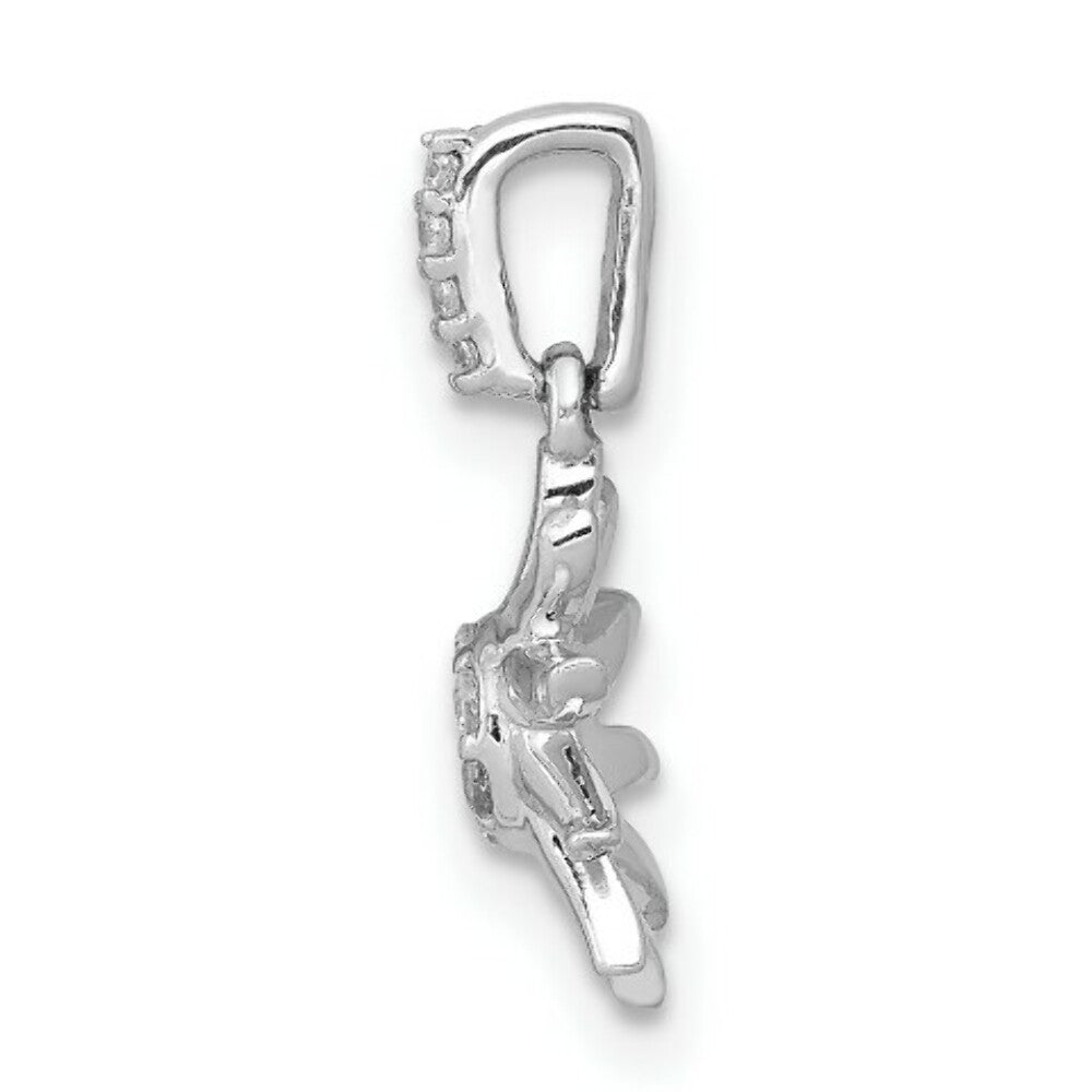 14K White Gold Diamond Fancy Sun Pendant 1/15-Carat