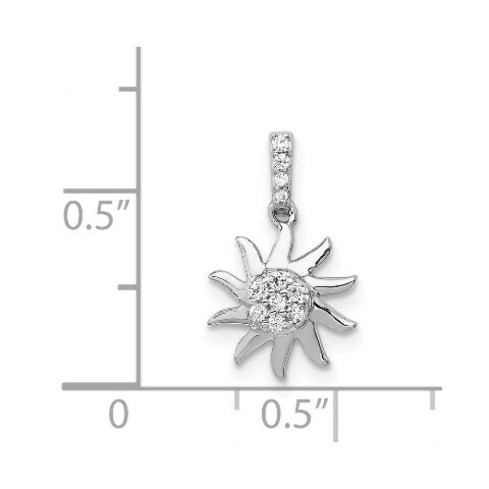 14K White Gold Diamond Fancy Sun Pendant 1/15-Carat