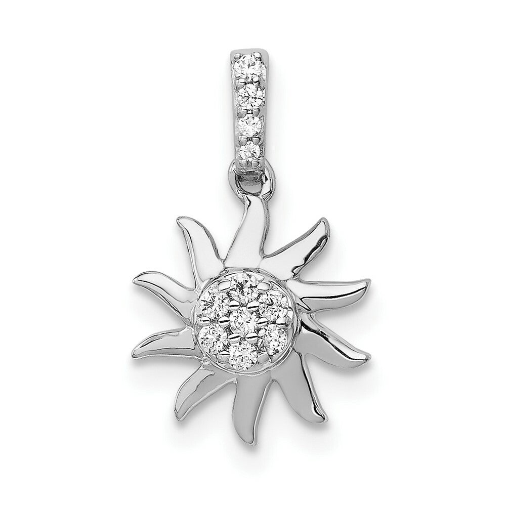 14K White Gold Diamond Fancy Sun Pendant 1/15-Carat