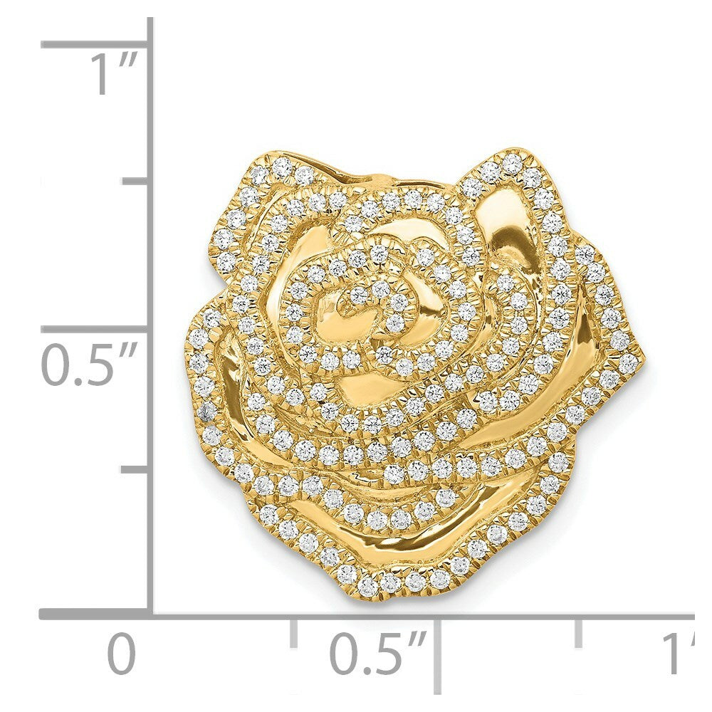 14K Yellow Gold Diamond 1/2-Carat Fancy Flower Chain Slide