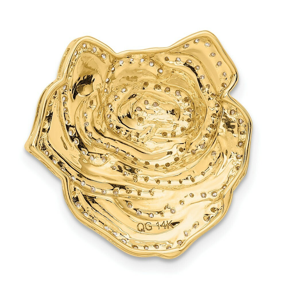 14K Yellow Gold Diamond 1/2-Carat Fancy Flower Chain Slide