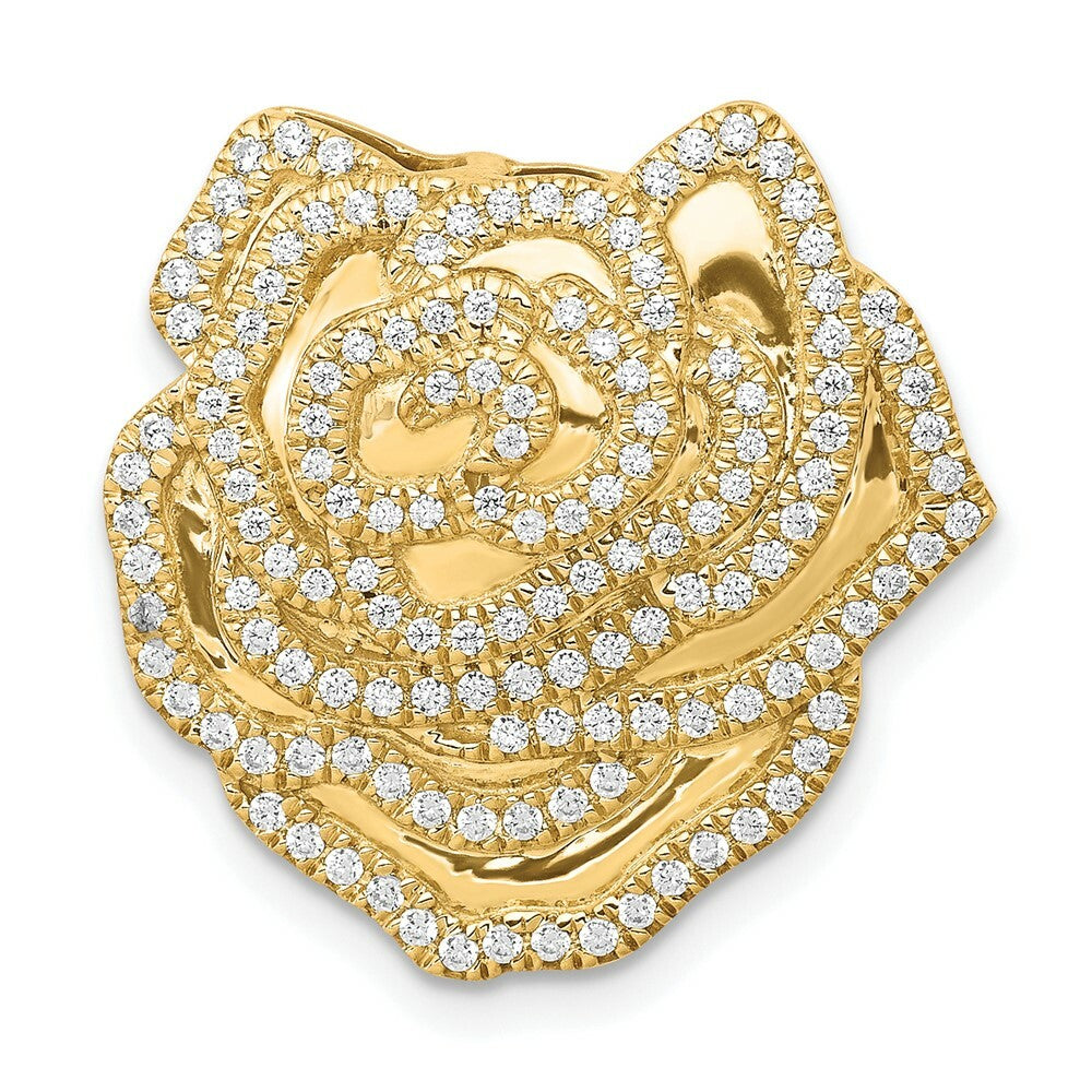 14K Yellow Gold Diamond 1/2-Carat Fancy Flower Chain Slide
