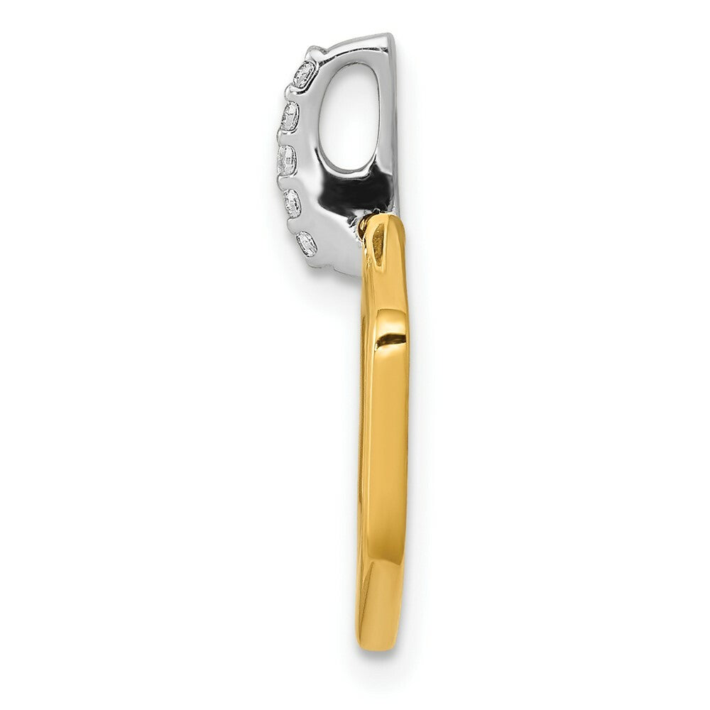 14K Two-tone Gold .04-Carat Diamond Accent Fancy Hexagon Pendant