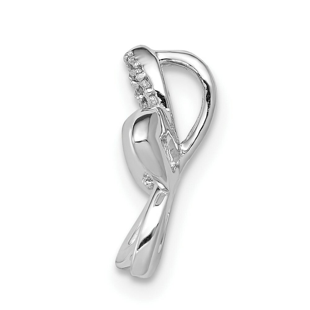 14K White Gold Diamond Flower Chain Slide Pendant 1/20-Carat