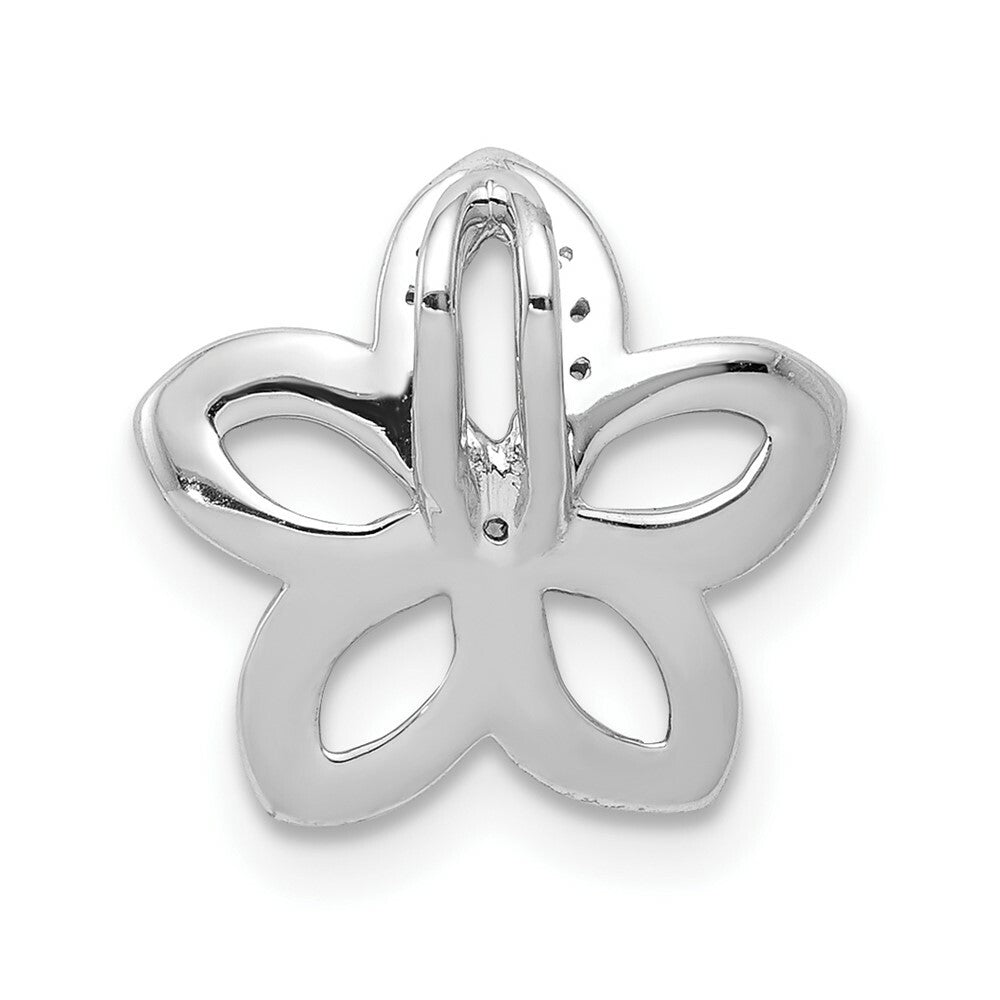 14K White Gold Diamond Flower Chain Slide Pendant 1/20-Carat