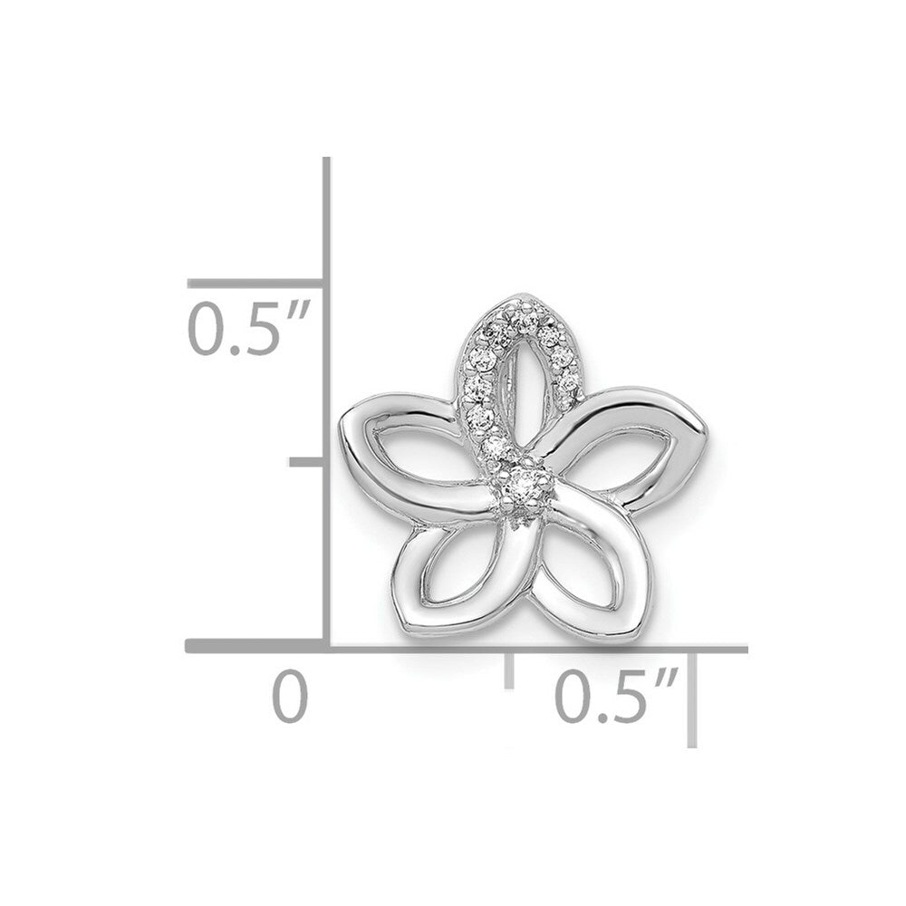 14K White Gold Diamond Flower Chain Slide Pendant 1/20-Carat