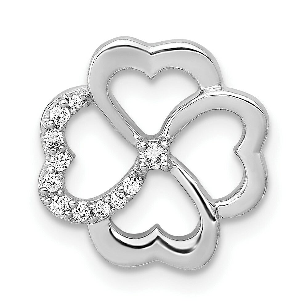 14K White Gold Diamond Fancy Clover Chain Slide Pendant 1/15-Carat