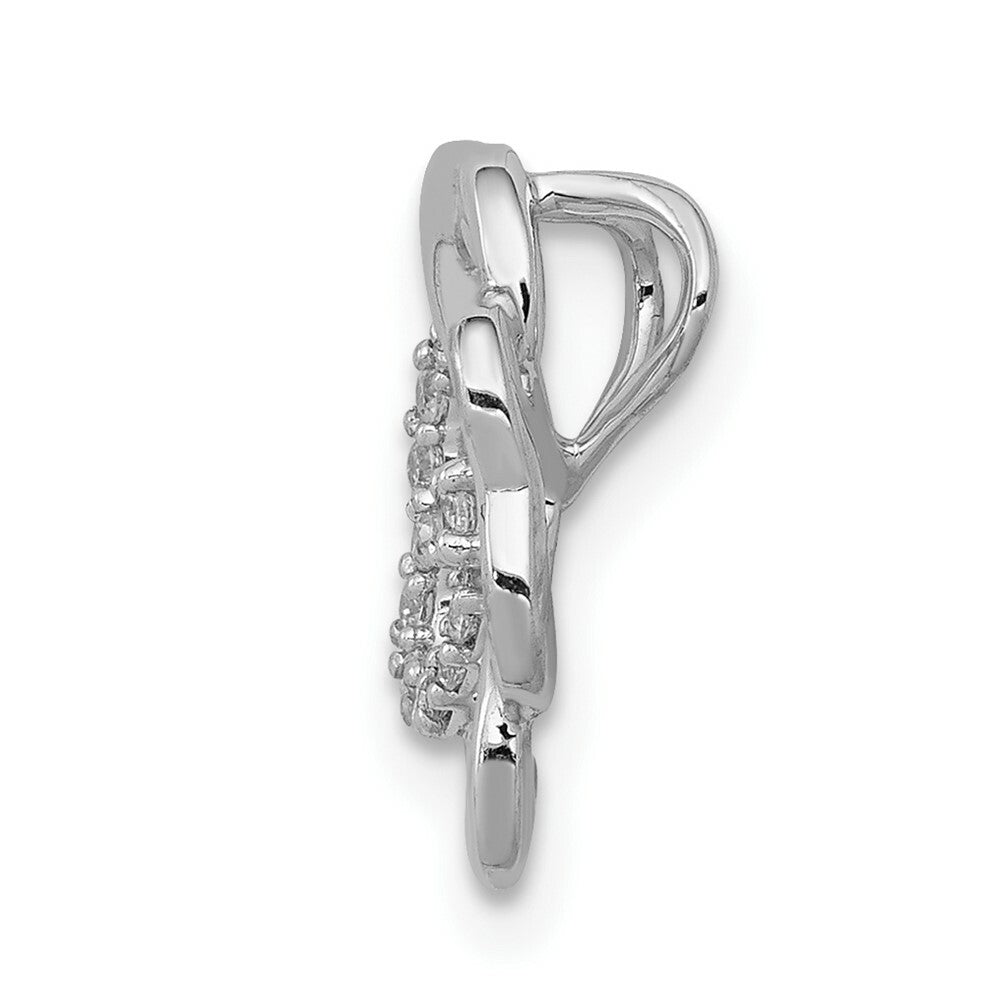 14K White Gold Diamond Fancy Clover Chain Slide Pendant 1/15-Carat