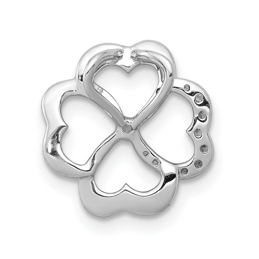14K White Gold Diamond Fancy Clover Chain Slide Pendant 1/15-Carat