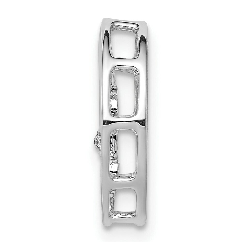 14K White Gold .012-Carat Diamond Accent Fluer de Lis Round Slide Pendant
