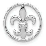 Load image into Gallery viewer, 14K White Gold .012-Carat Diamond Accent Fluer de Lis Round Slide Pendant

