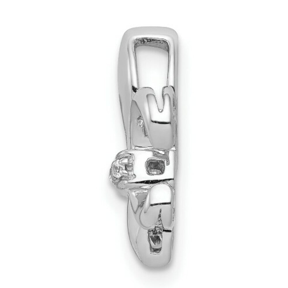 14K White Gold Fluer de Lis .02-Carat Diamond Accent Slide Pendant