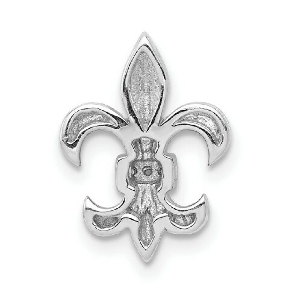 14K White Gold Fluer de Lis .02-Carat Diamond Accent Slide Pendant