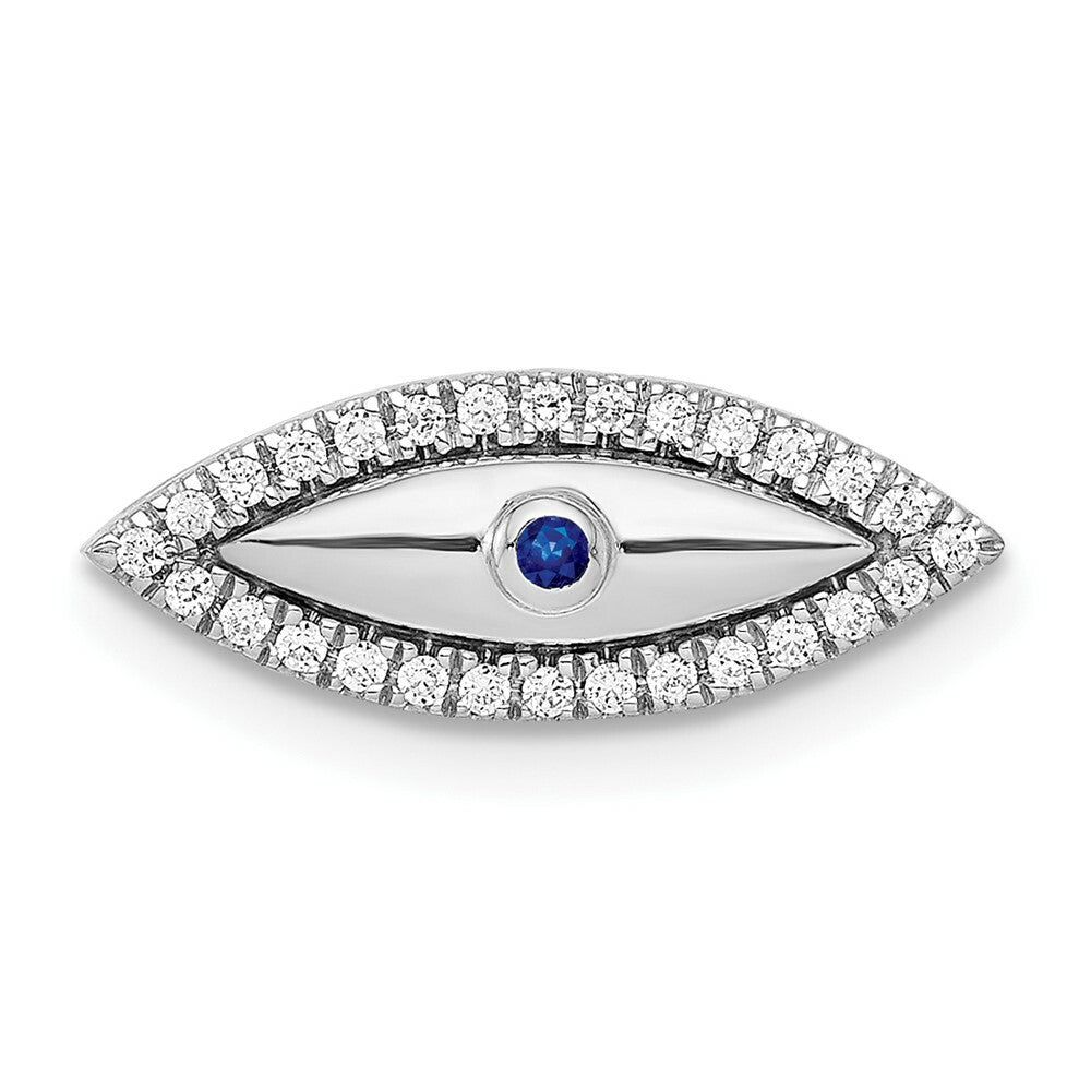 14K White Gold Diamond and Sapphire Evil Eye Chain Slide