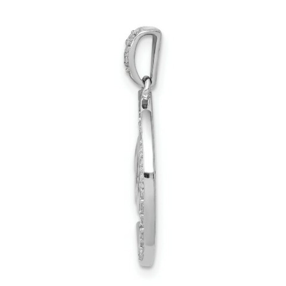 14K White Gold Diamond Allah, Star and Crescent Pendant