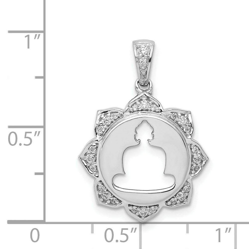 14K White Gold Diamond Buddha Pendant