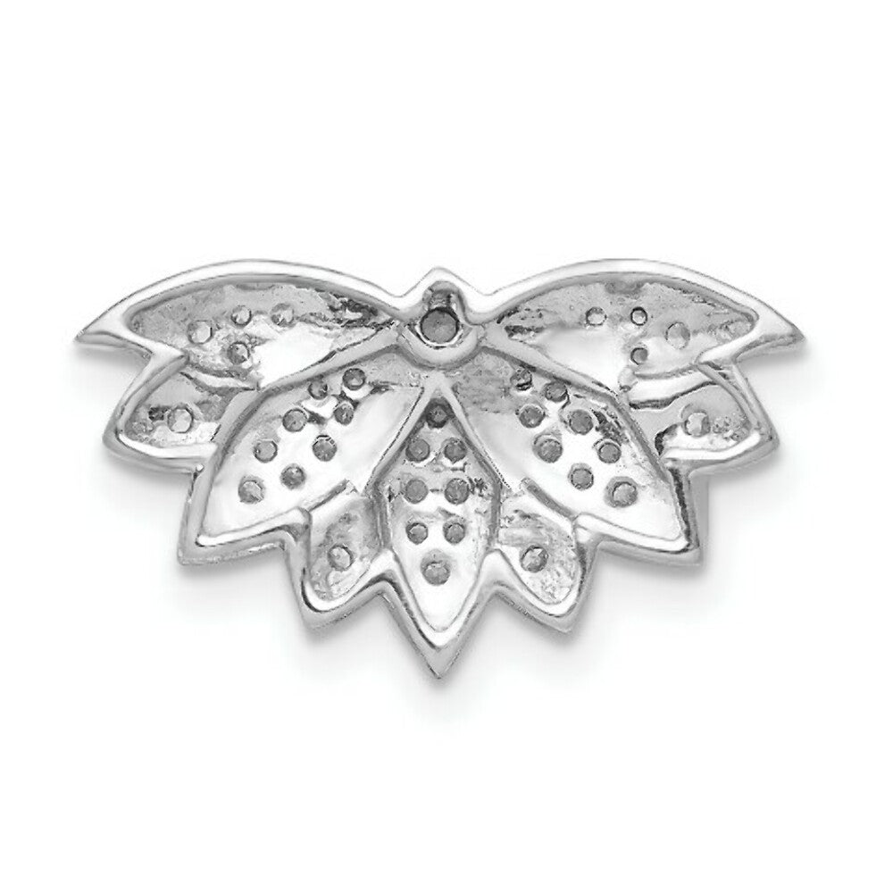 14K White Gold 1/5-Carat Diamond Lotus Flower Chain Slide