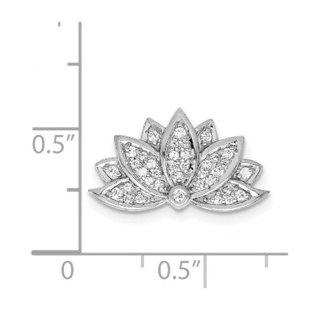 14K White Gold 1/5-Carat Diamond Lotus Flower Chain Slide