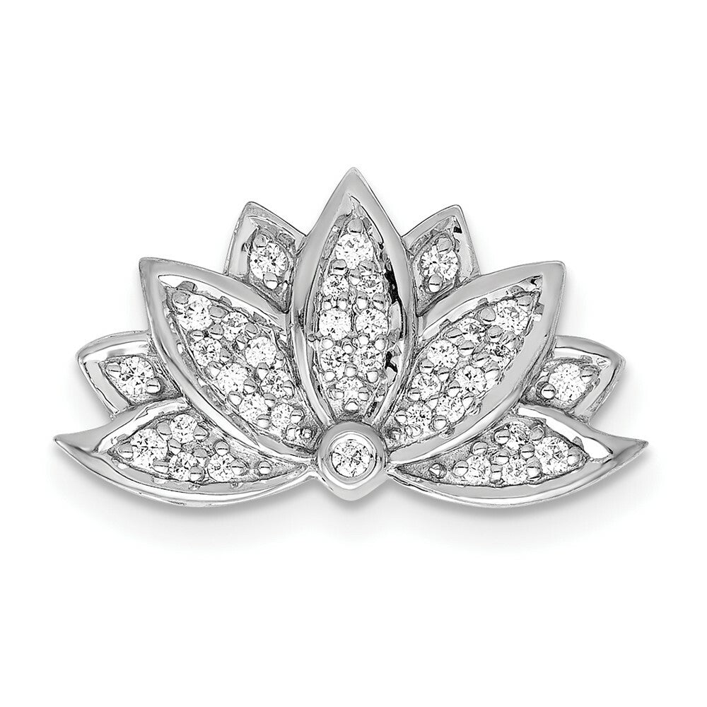 14K White Gold 1/5-Carat Diamond Lotus Flower Chain Slide