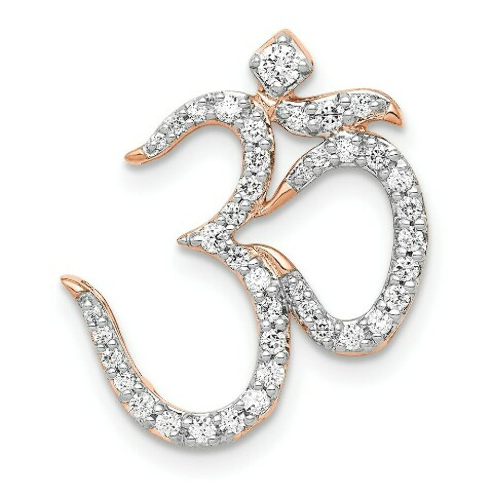 14K Rose Gold 1/3-Carat Diamond Om Chain Slide