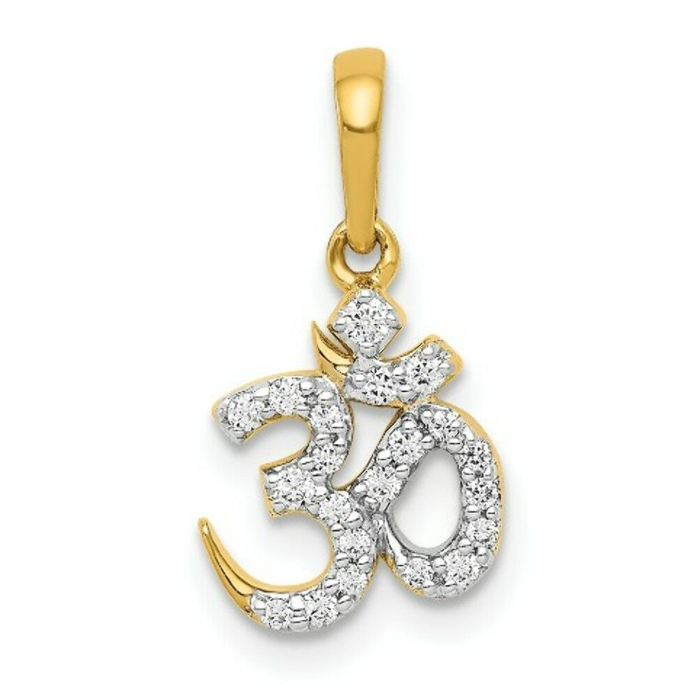 14K Yellow Gold 1/6-Carat Diamond Om Pendant