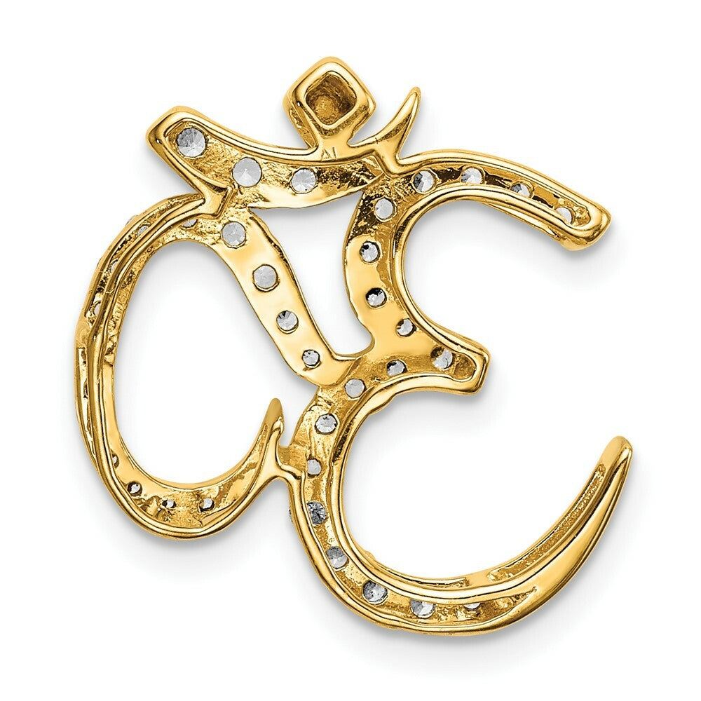 14K Yellow Gold 3/8-Carat Diamond Om Chain Slide