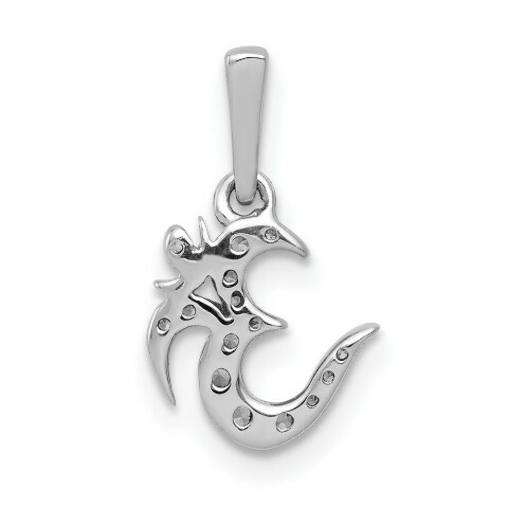 14K White Gold 1/10-Carat Diamond Om Symbol Pendant