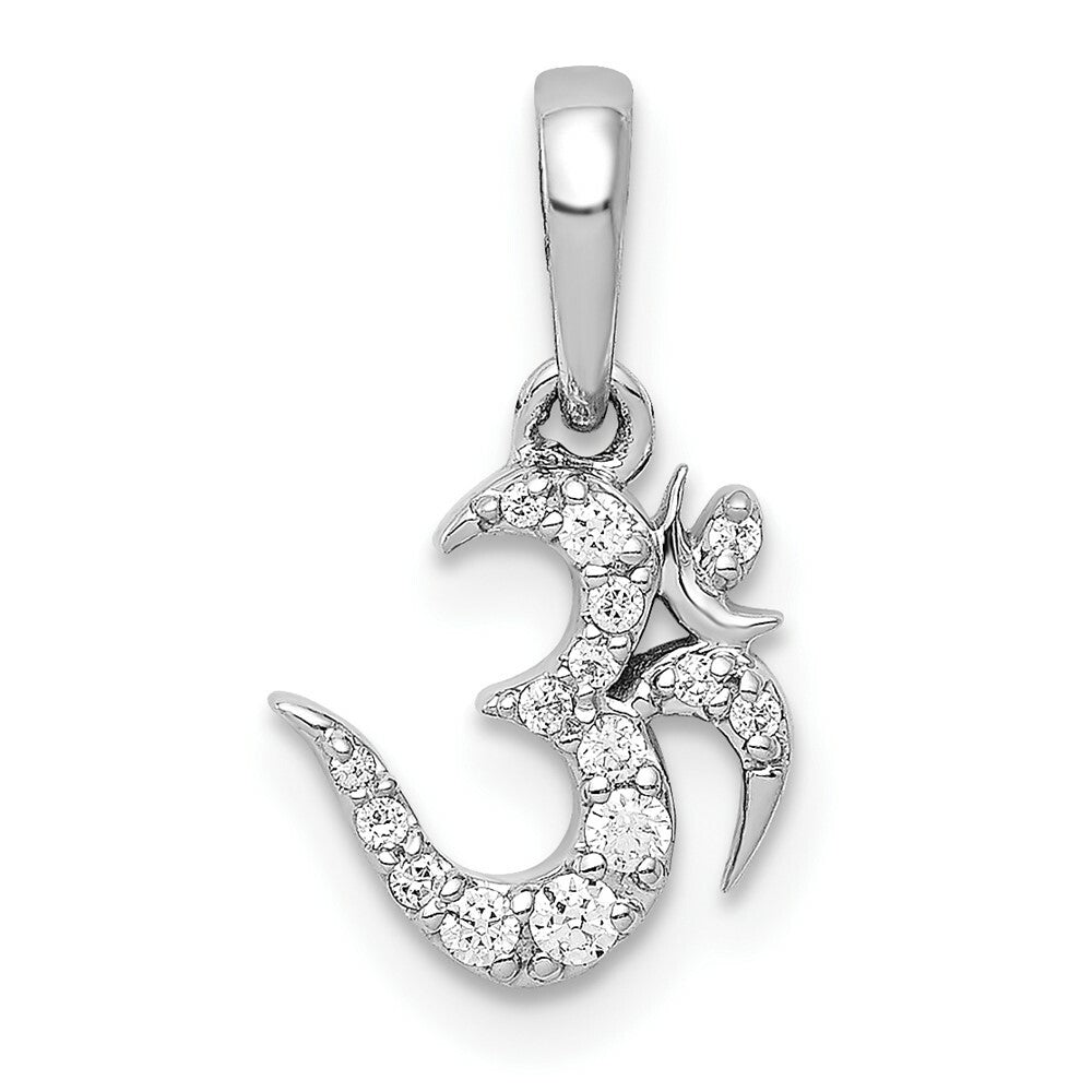 14K White Gold 1/10-Carat Diamond Om Symbol Pendant