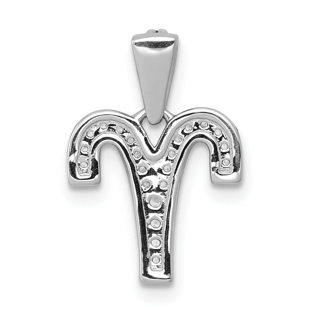 14K White Gold Diamond Aries Pendant