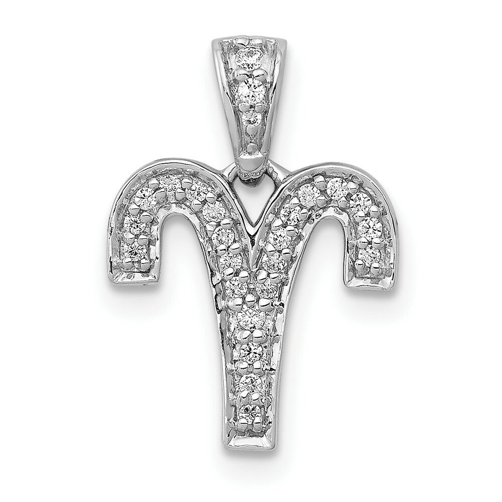 14K White Gold Diamond Aries Pendant