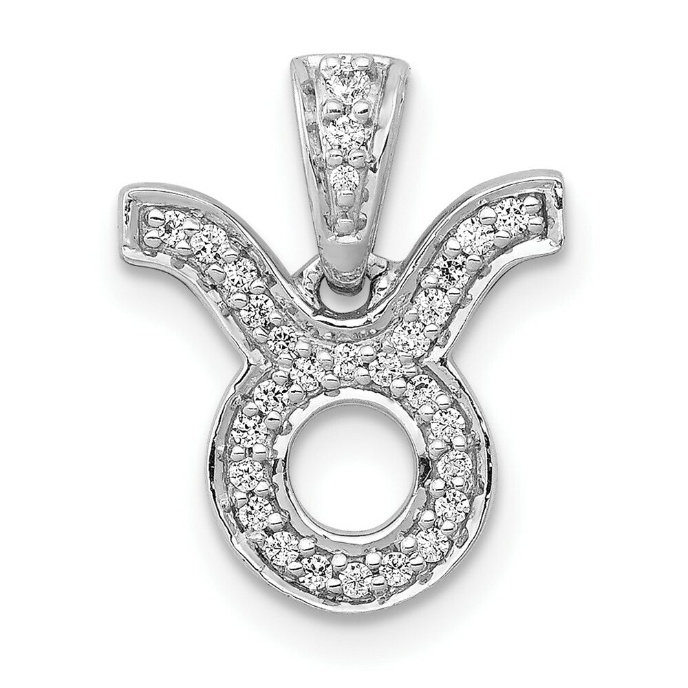 14K White Gold Diamond Taurus Pendant