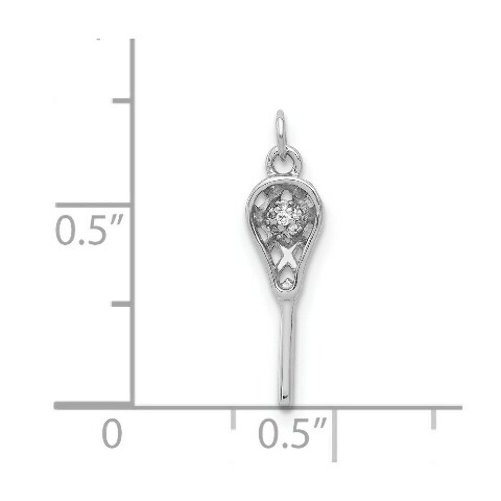 14K White Gold .02-Carat Diamond Accent Lacrosse Pendant