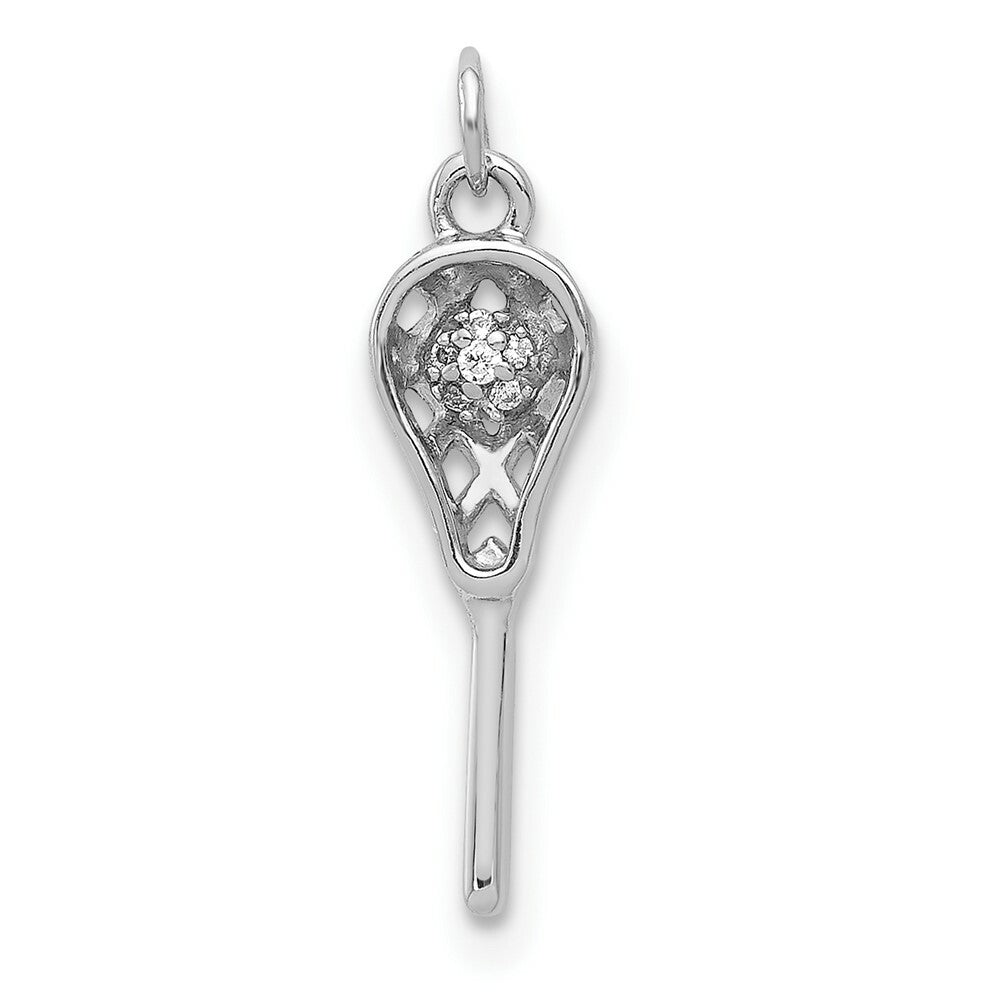 14K White Gold .02-Carat Diamond Accent Lacrosse Pendant