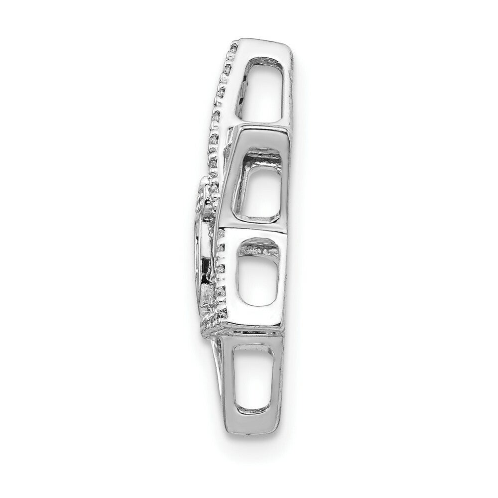 14K White Gold 1/10-Carat Diamond Star of David with Chai Chain Slide