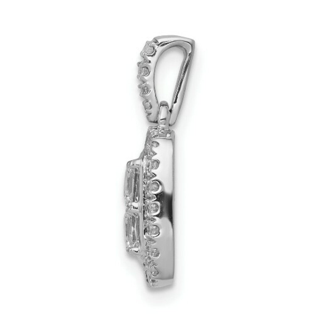 14K White Gold 1-Carat Diamond Square Cluster Pendant