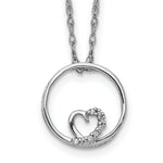 Load image into Gallery viewer, 14K White Gold Circle and Heart .023-Carat Diamond Accent Pendant with Chain
