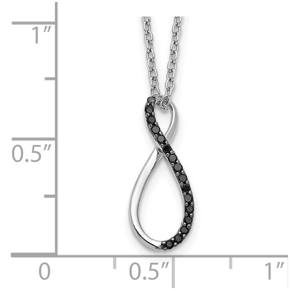 14K White Gold Black Diamond Necklace 1/12-Carat