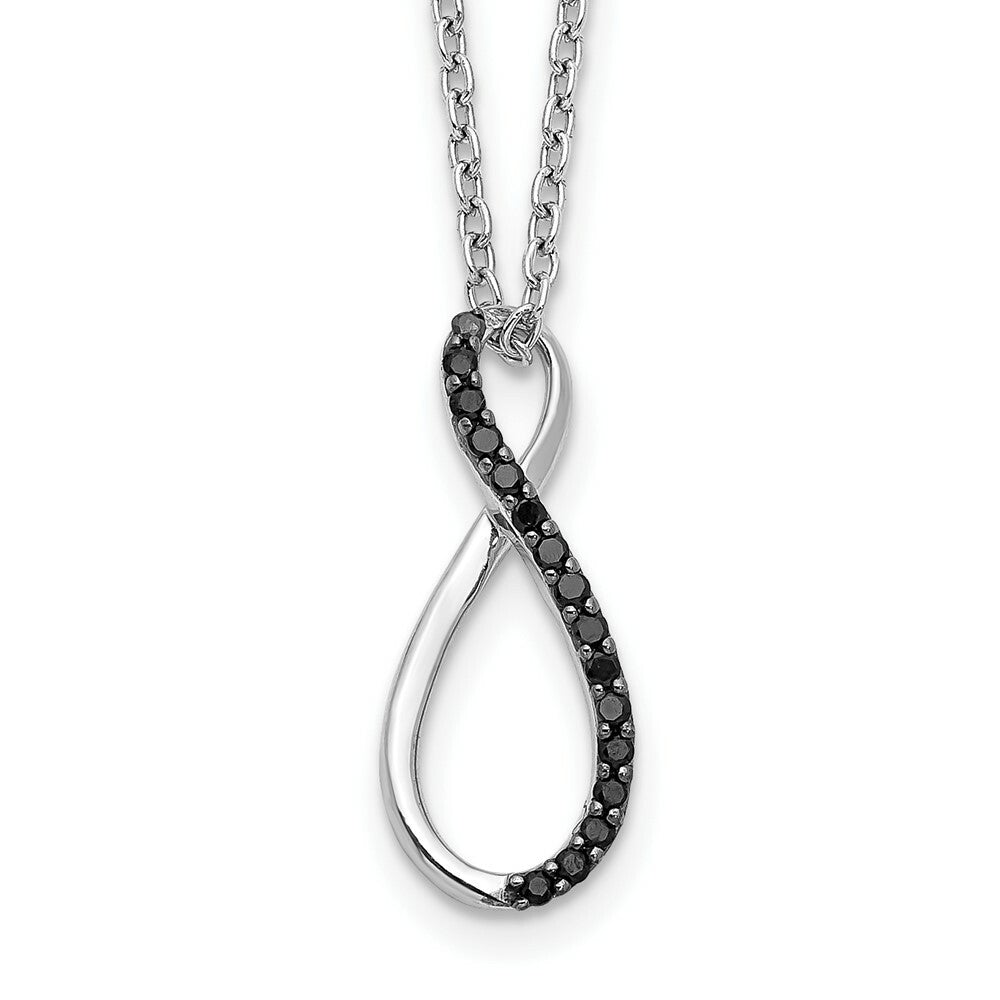 14K White Gold Black Diamond Necklace 1/12-Carat