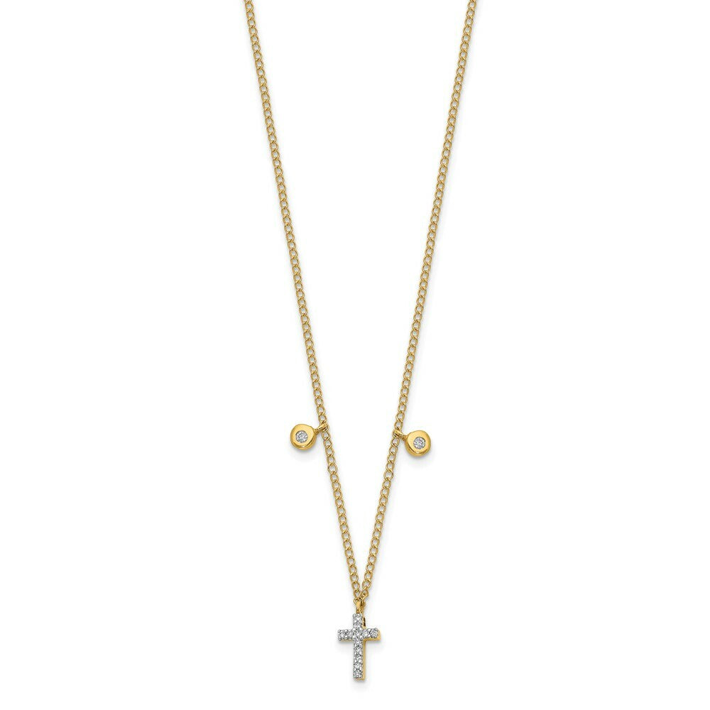 14K Yellow Gold Diamond Cross Necklace 1/20-Carat